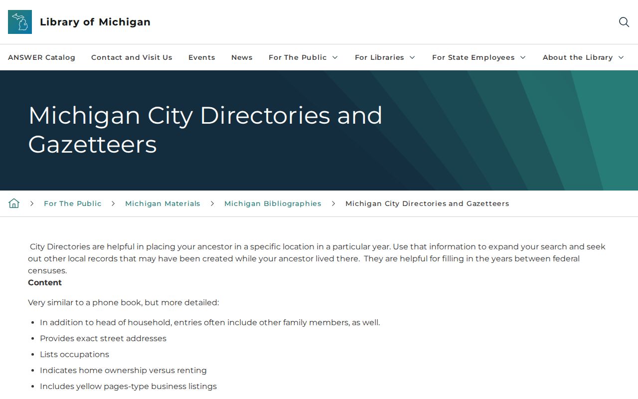 Gaines Township previous residents research using city directory formats